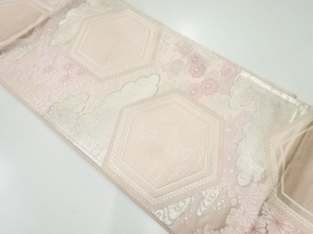 JAPANESE KIMONO / ANTIQUE FUKURO OBI / SILK / WOVEN KIKKO & KIKU